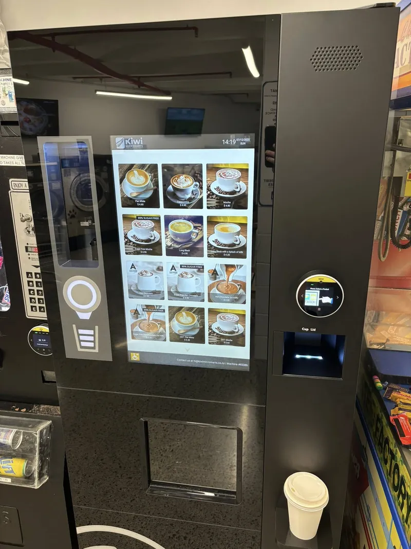 New discount cafe coffee machine at Coast Laundromat Whangaparaoa