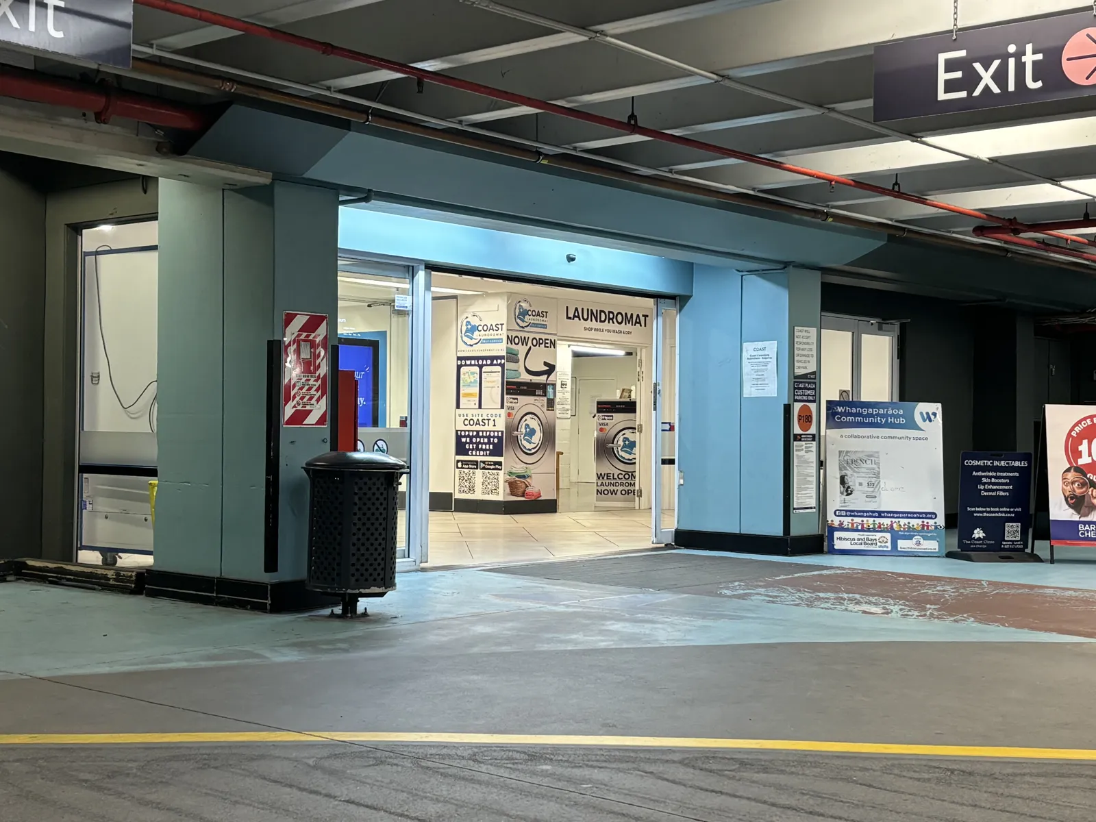 Coast Laundromat entrance seen from inside Coast Plaza shopping centre