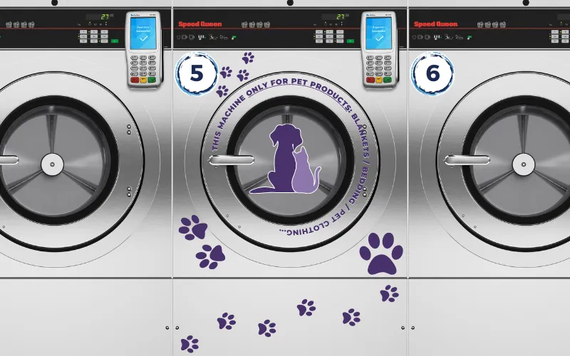 Purple Paws dedicated pet blanket washing machine at Coast Laundromat Whangaparaoa
